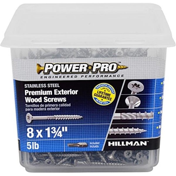 Hillman Hillman Group 48625 Power Pro Outdoor Wood Screw; 5 lbs - 8 x 1.75 in. 48625 - main